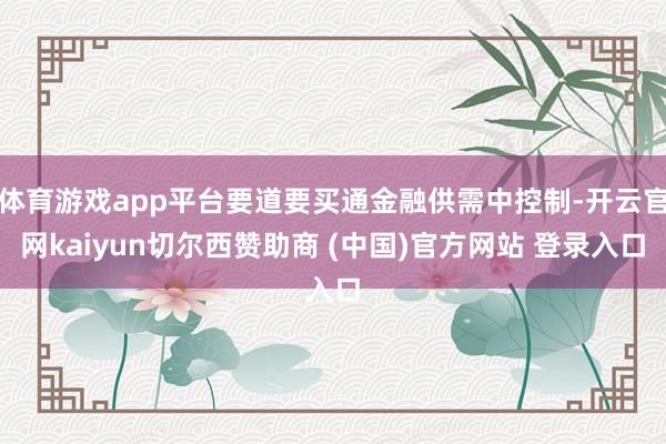 体育游戏app平台要道要买通金融供需中控制-开云官网kaiyun切尔西赞助商 (中国)官方网站 登录入口
