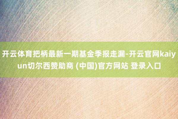 开云体育把柄最新一期基金季报走漏-开云官网kaiyun切尔西赞助商 (中国)官方网站 登录入口